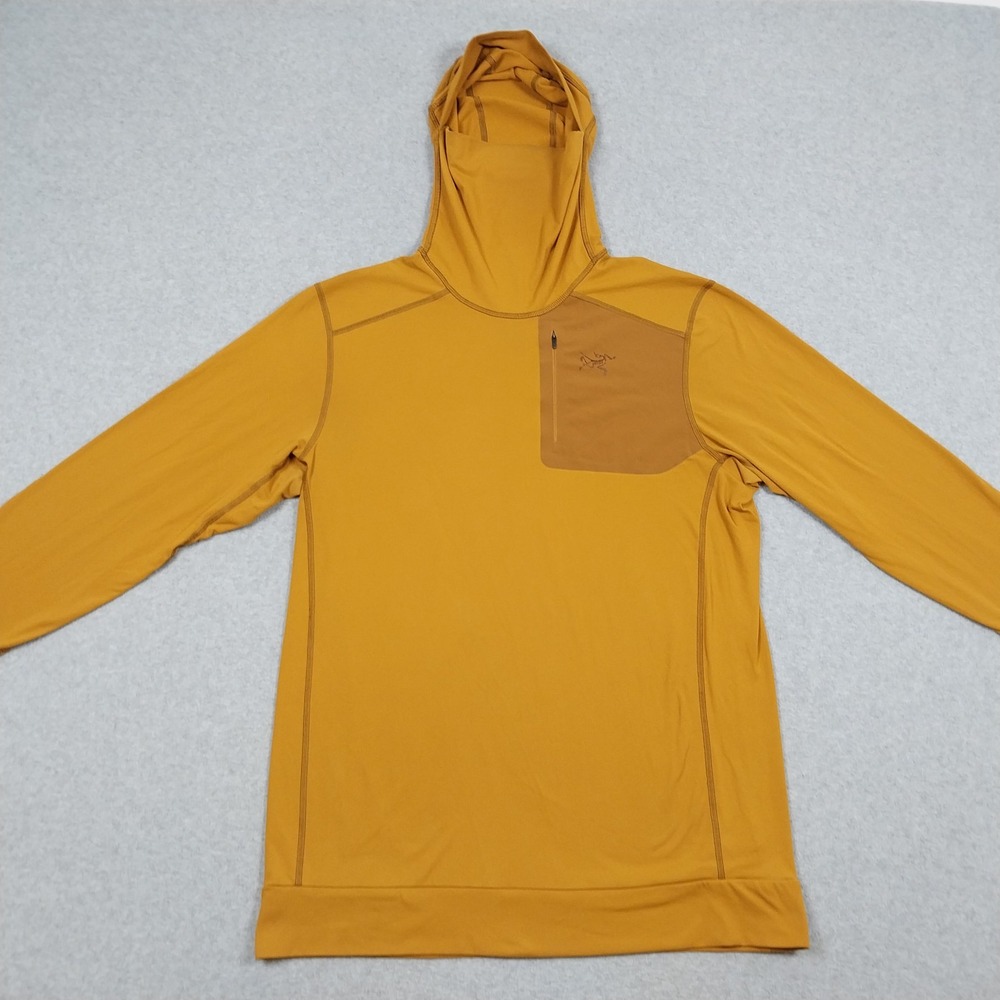 Arc'teryx Hoody Men Medium Orange Stryka Rho LT Base Layer Balaclava Lightweight - Picture 2 of 13